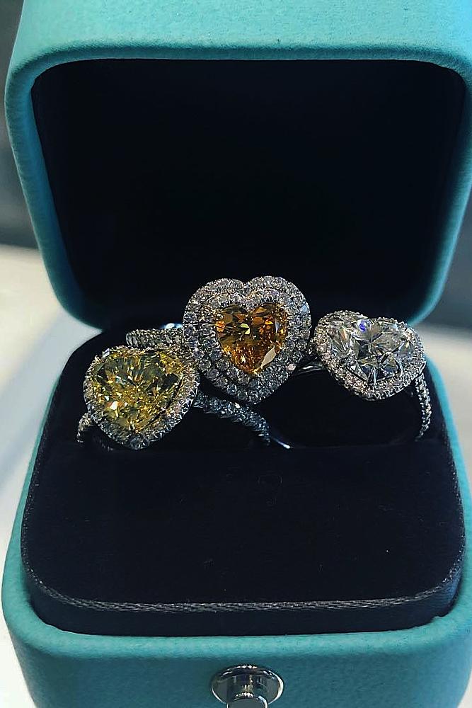tiffany engagement rings halo pave band heart cut modern