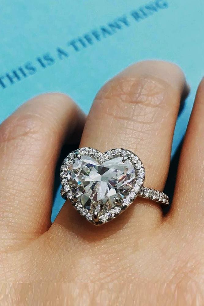 tiffany engagement rings white gold sparkling heart cut gemstone halo pave band amazing