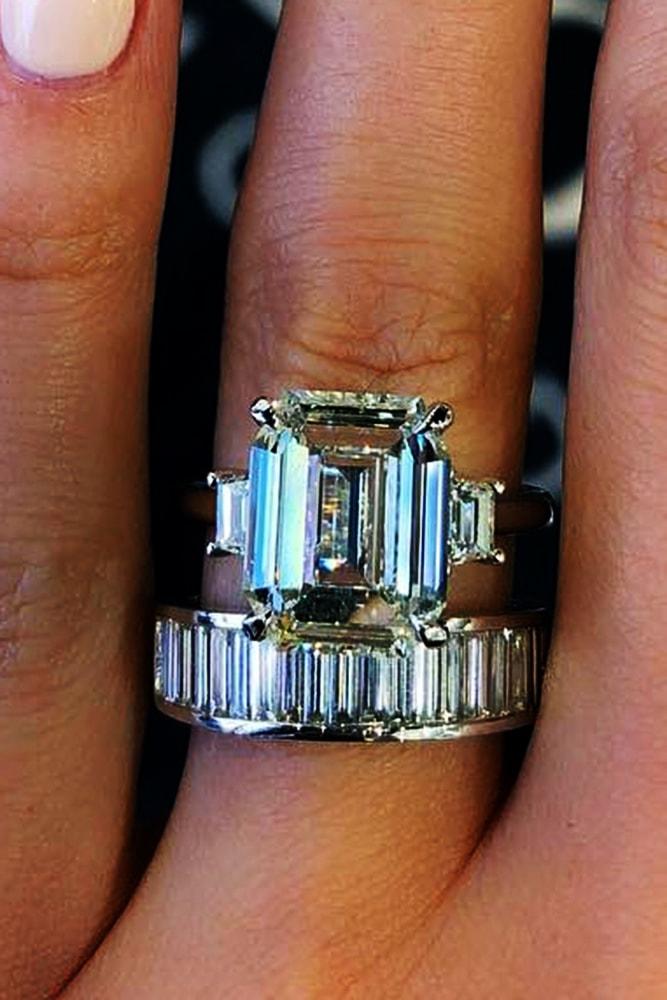 beautiful wedding ring sets amazing wedding ring sets with sparkling emerald cut diamond three stones