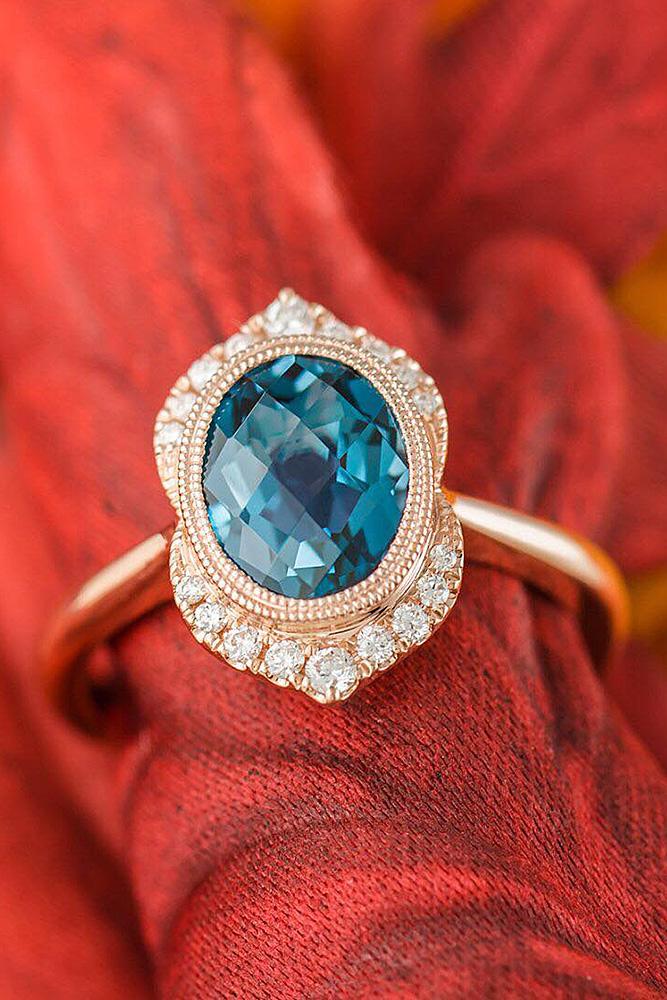 best rose gold engagement rings oval cut vintage gemstone
