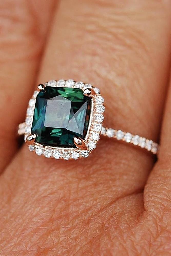 Best sapphires designers cushion cut halo pave band