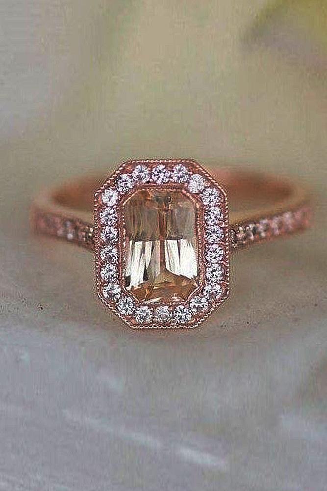 Best sapphires designers emerald cut halo rose gold