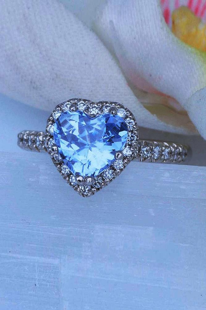 Best sapphires designers heart shaped halo white gold pave band