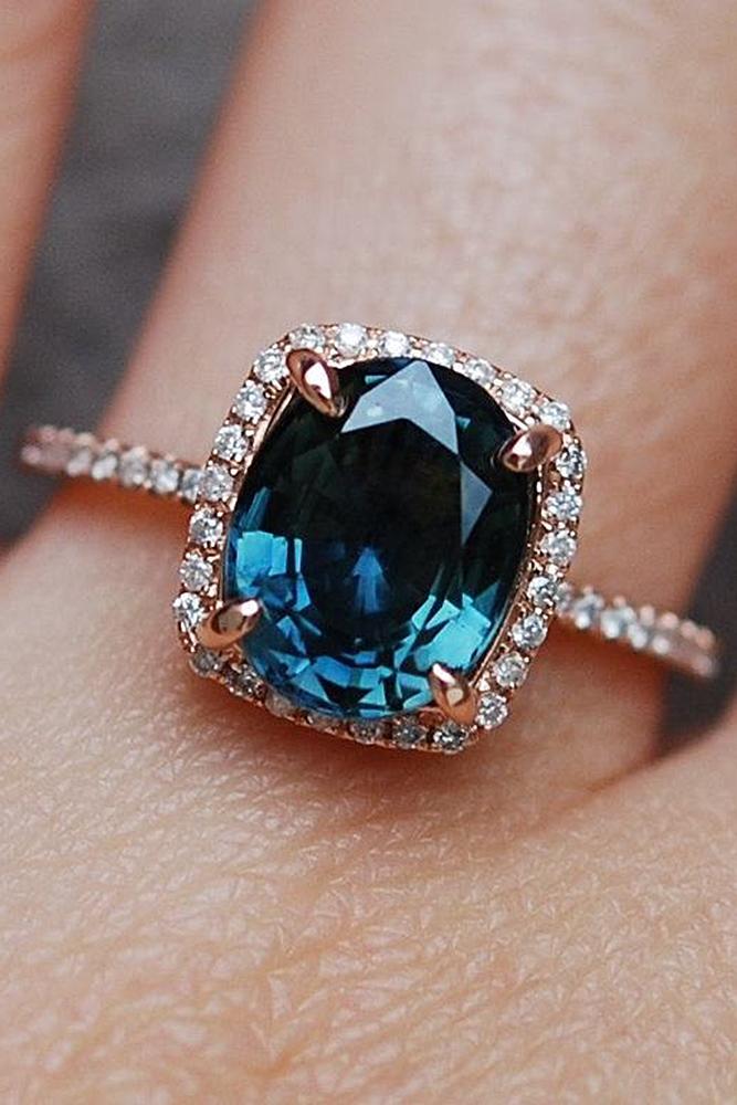 Best sapphires designers oval cut halo pave band rose gold