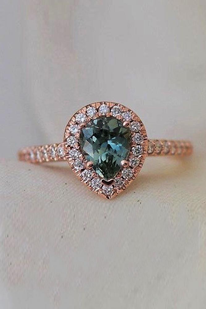 Best sapphires designers pear cut halo rose gold pave band