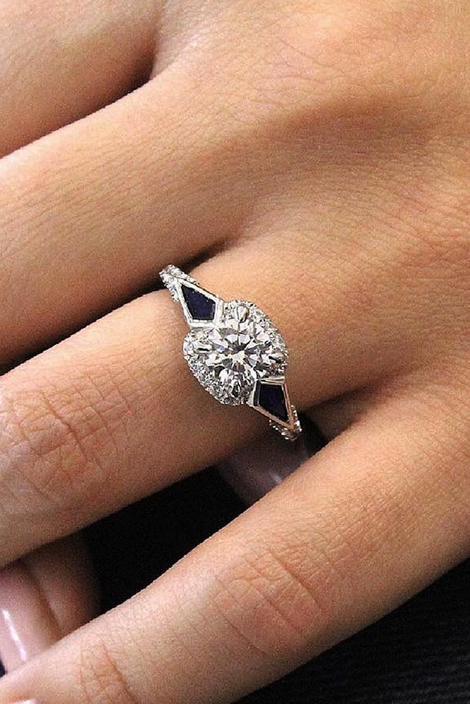 Best sapphires designers round cut halo diamonds white gold