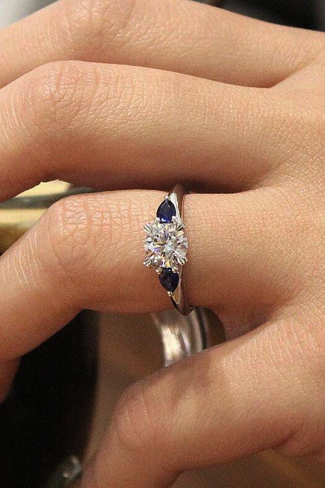 Best sapphires designers round cut solitaire diamond white gold
