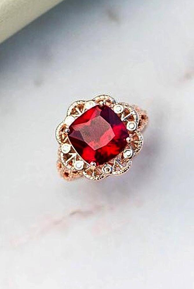 Best vintage engagement rings cushion cut halo rose gold