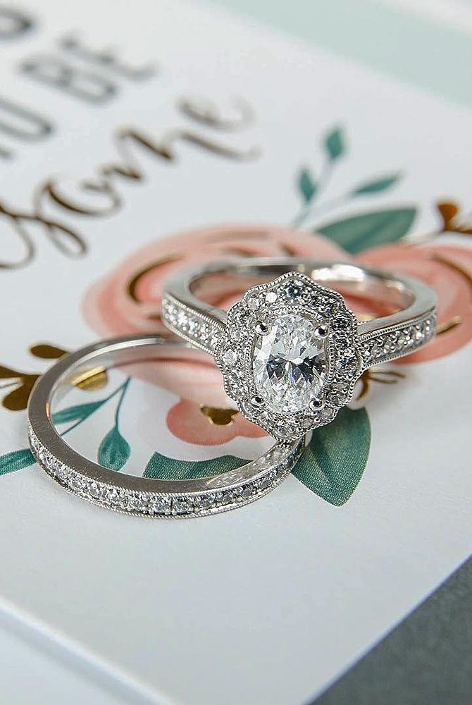 Best vintage engagement rings oval cut white gold diamond