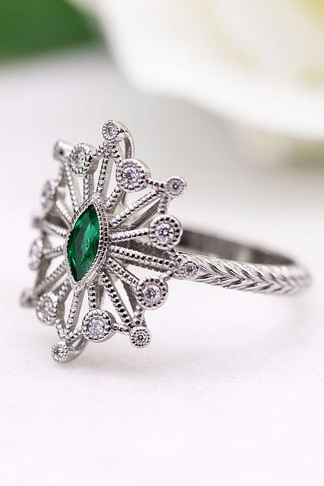 best vintage engagement rings gemstone white gold
