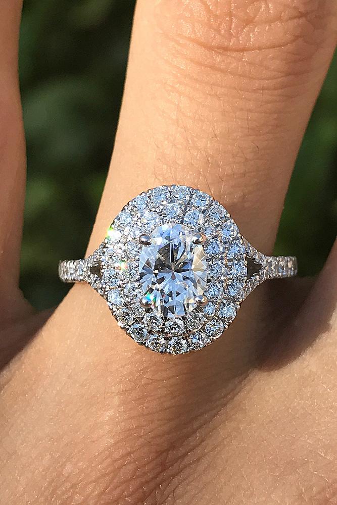 halo engagement rings oval cut diamond double halo gold