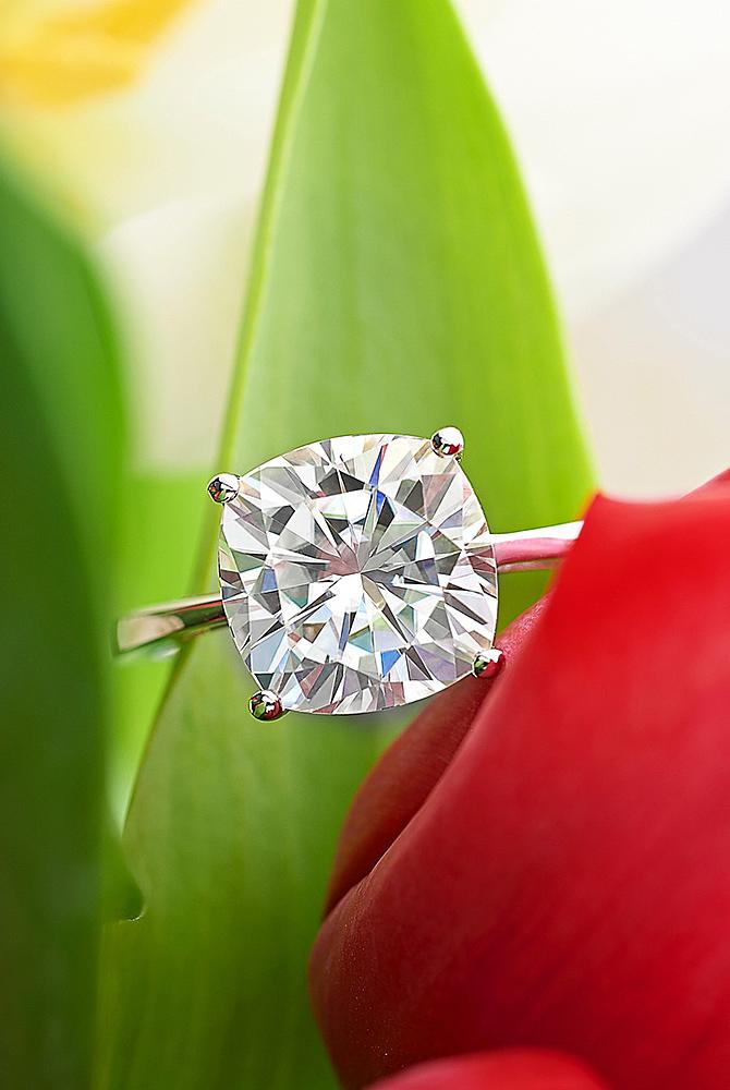 moissanite engagement rings gold cushion cut solitaire simple