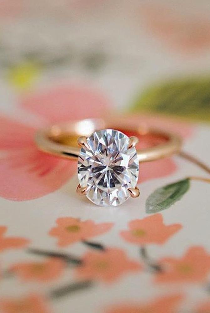 moissanite engagement rings rose gold oval simple solitaire