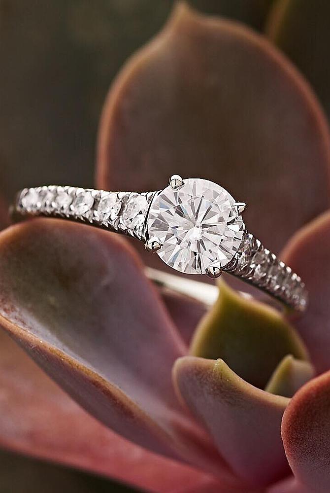 moissanite engagement rings round cut solitaire gold
