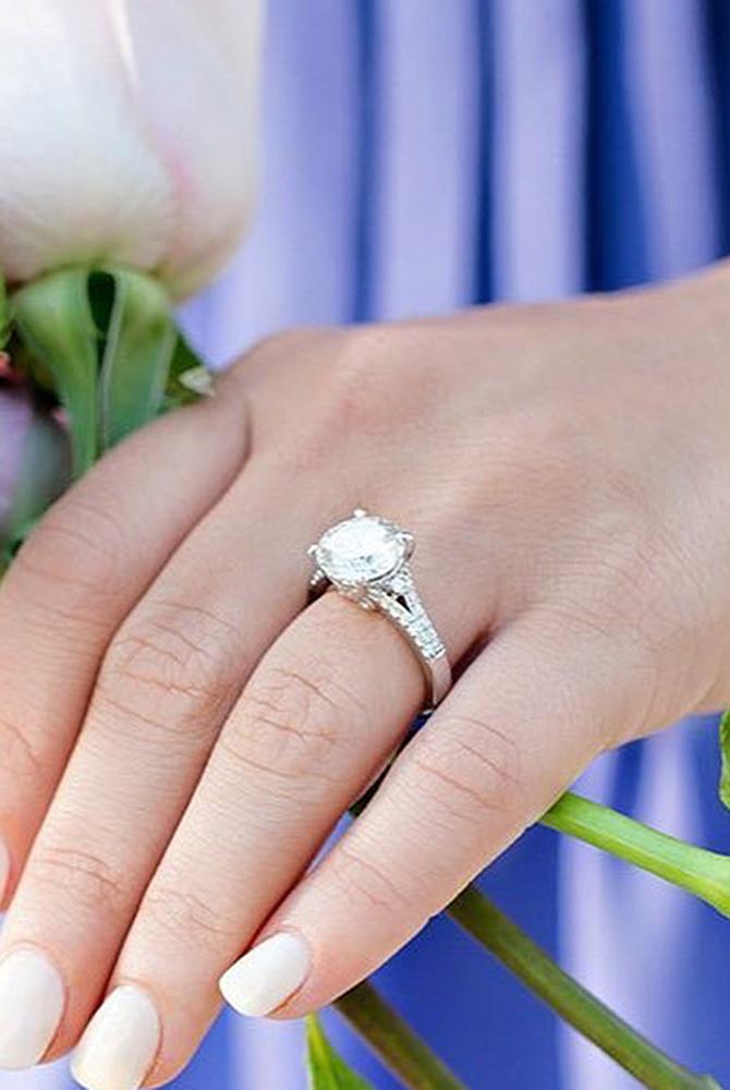 moissanite engagement rings white gold split pave band