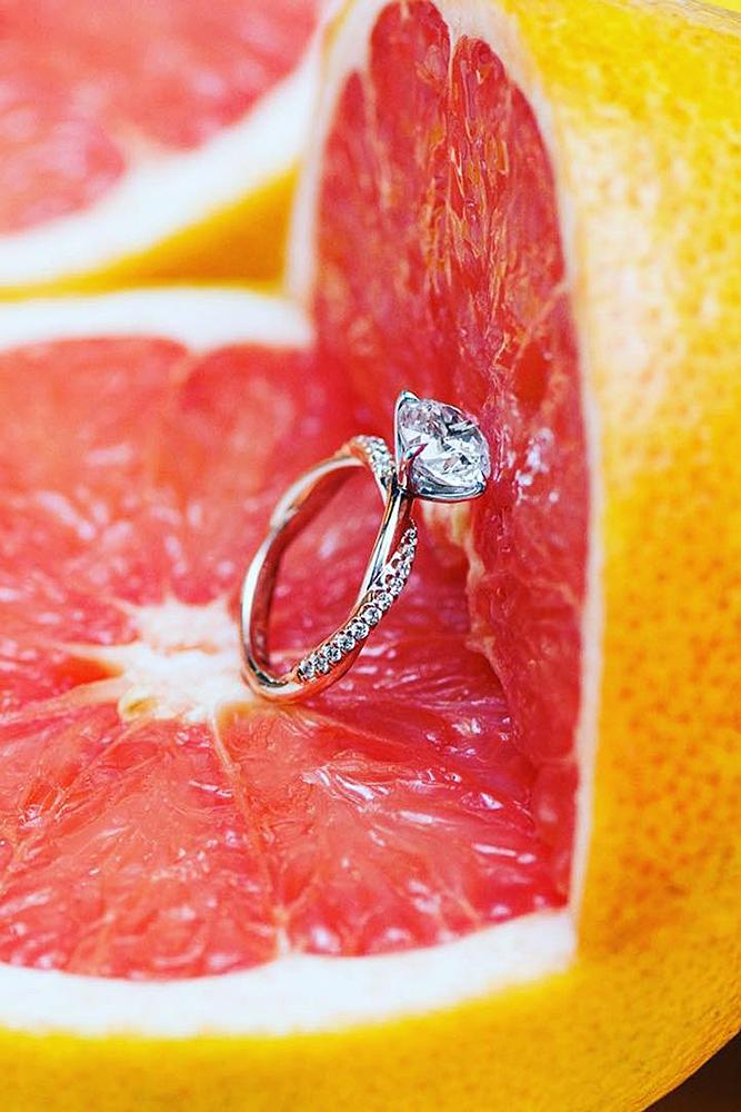rose gold solitaire ring diamond twist pave band