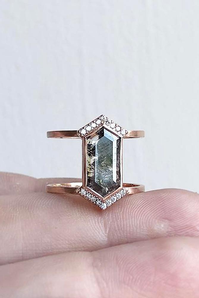rose gold unique engagement rings black diamond modern
