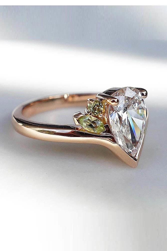 rose gold unique engagement rings diamond engagement rings best rings pear shaped engagement rings