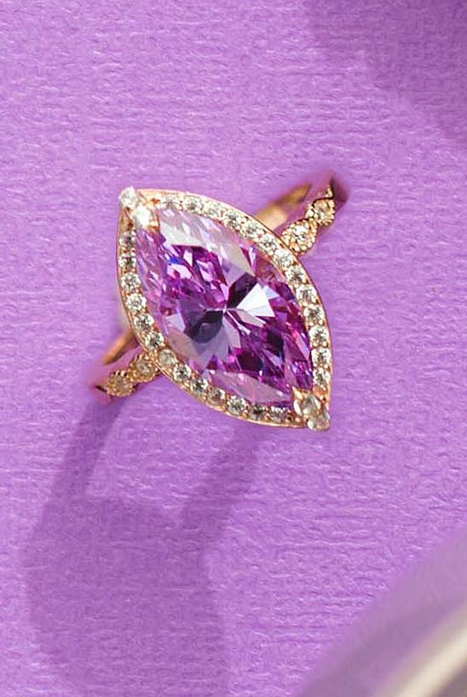 rose gold unique engagement rings marquise cut gemstone