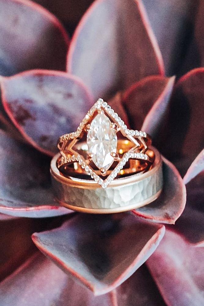 rose gold unique engagement rings marquise original