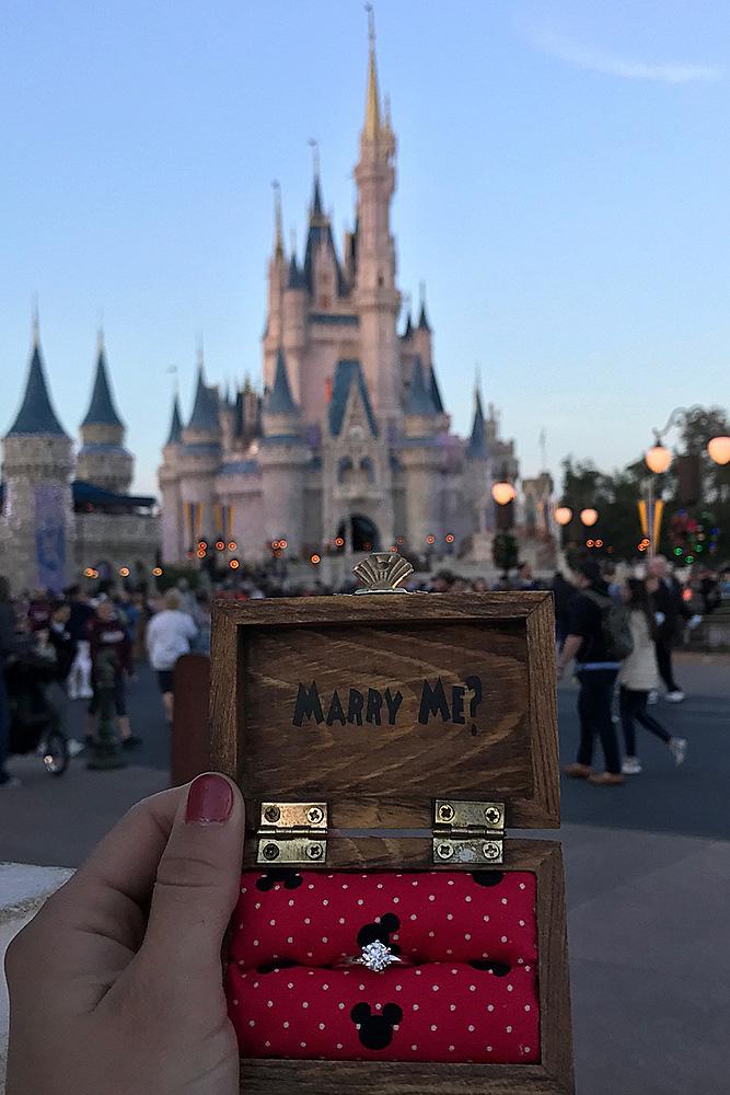 Disney proposal ideas engagement ring box surprise