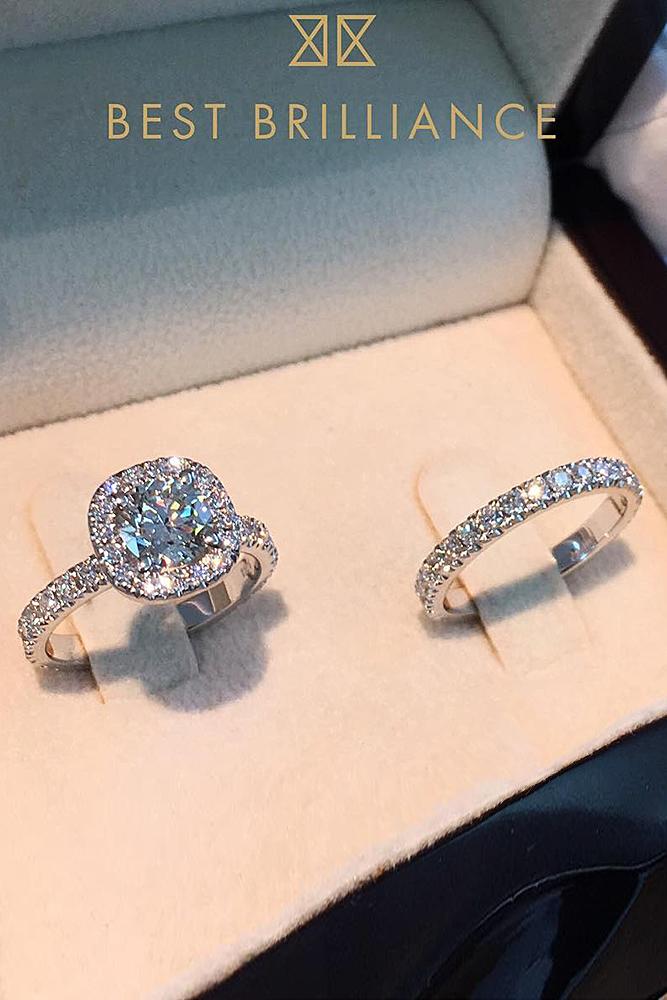 best brilliance wedding ring sets halo diamond round cut