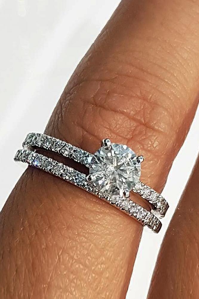 best brilliance wedding ring sets round cut diamond pave band solitaire