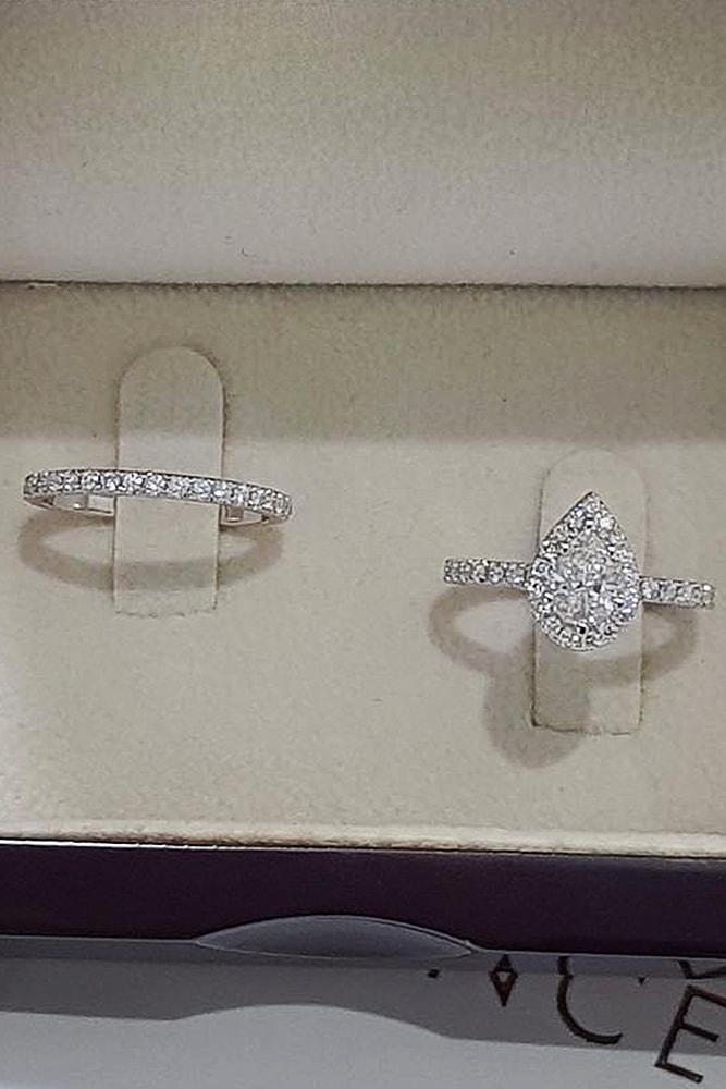best brilliance wedding ring sets white gold pear cut diamond halo sparkling