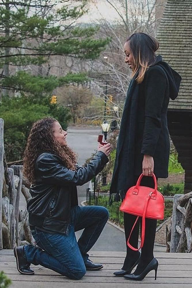 same sex proposals woman propose a woman at the park