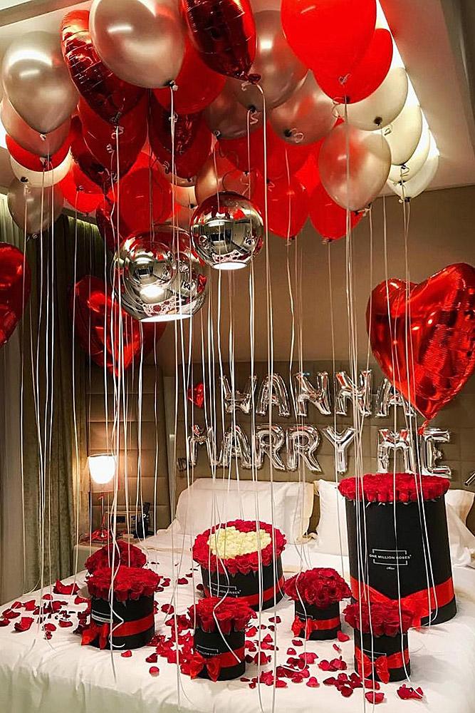 valentines day proposal balloons roses decor