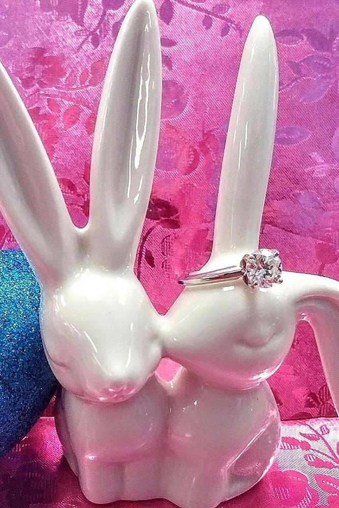 easter proposal ideas cute bunnies with engagement ring proposal