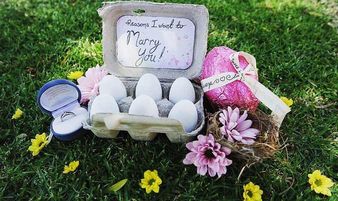 easter proposal ideas eggs surprise flowers