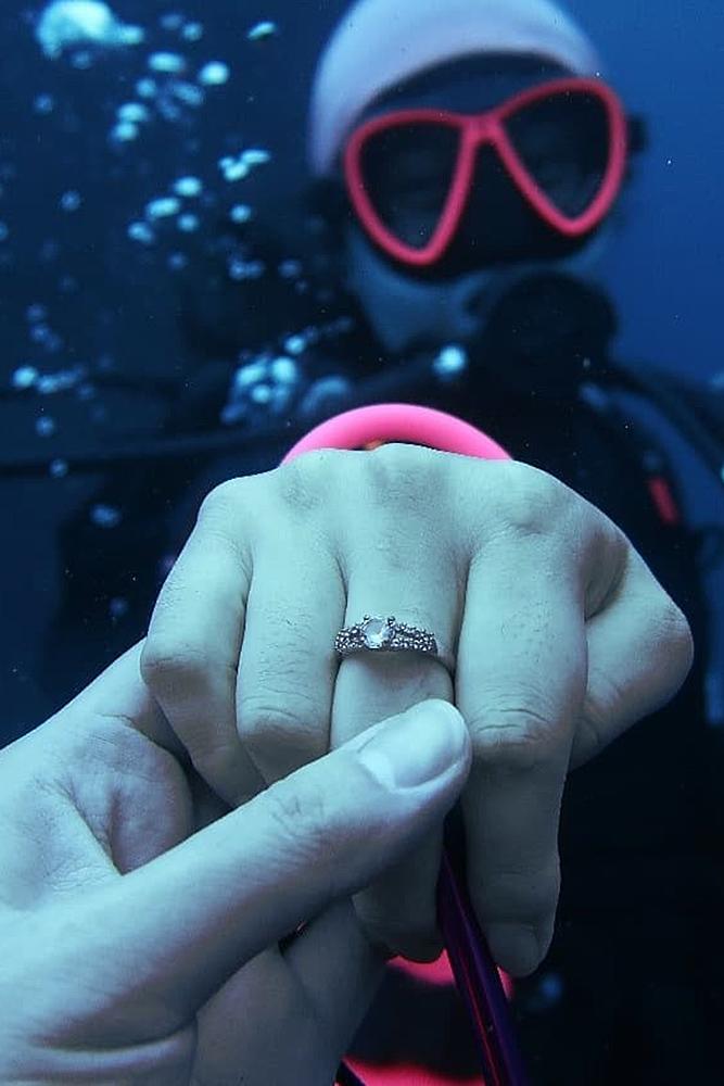 unique engagement ideas underwater engagement ring