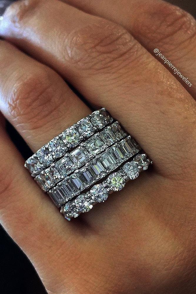 wedding rings set white gold eternal ring sets emerald cut cushion cut round cut diamonds sparkling