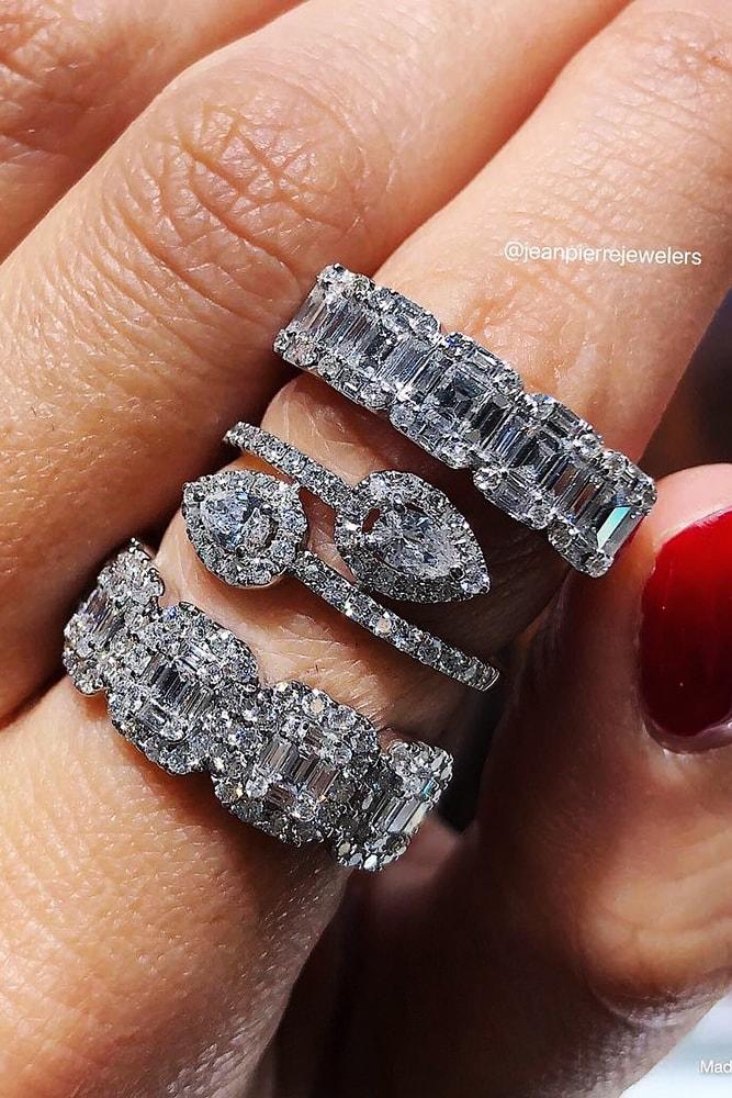 wedding rings set white gold eternal ring sets princess cut pear cut diamonds amazing