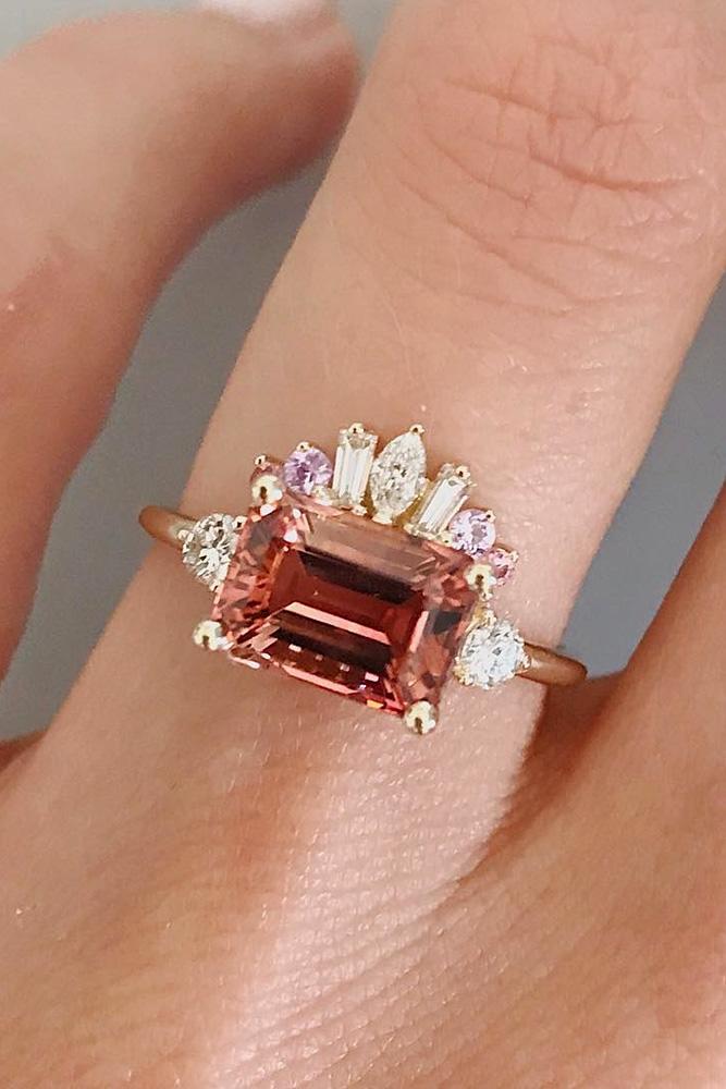best rose gold engagement rings gemstone engagement rings unique engagement rings emerald cut engagement rings