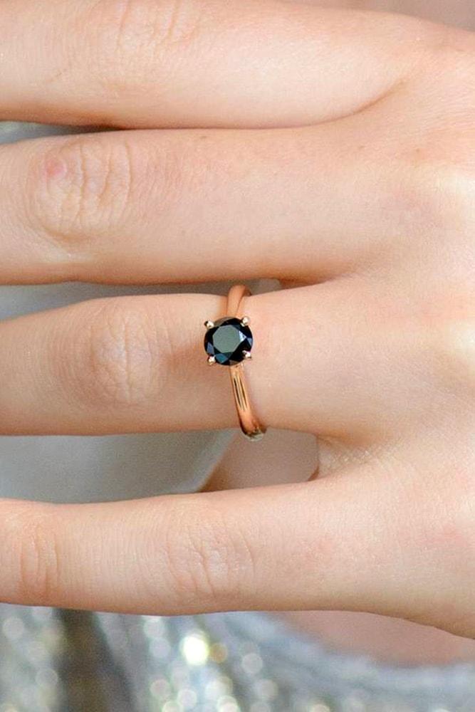black diamond engagement rings rose gold round cut black diamond solitaire engagement ring classic simple