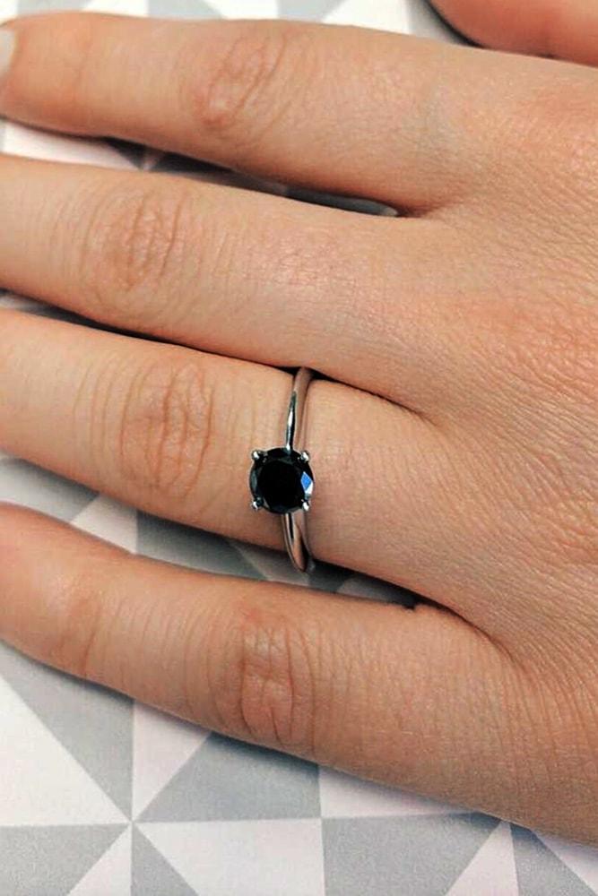 black diamond engagement rings white gold engagement ring diamond solitaire round diamond ring classic ring