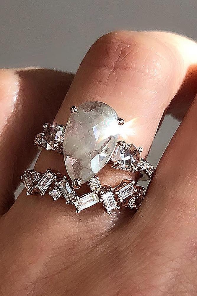 bridal sets pear shaped diamond rose gold unique diamond band wonderful