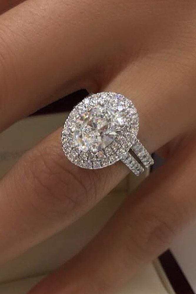 bridal sets rose gold oval halo diamond pave band magic