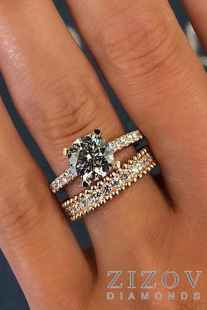 bridal sets rose gold with magic diamonds pave diamond band