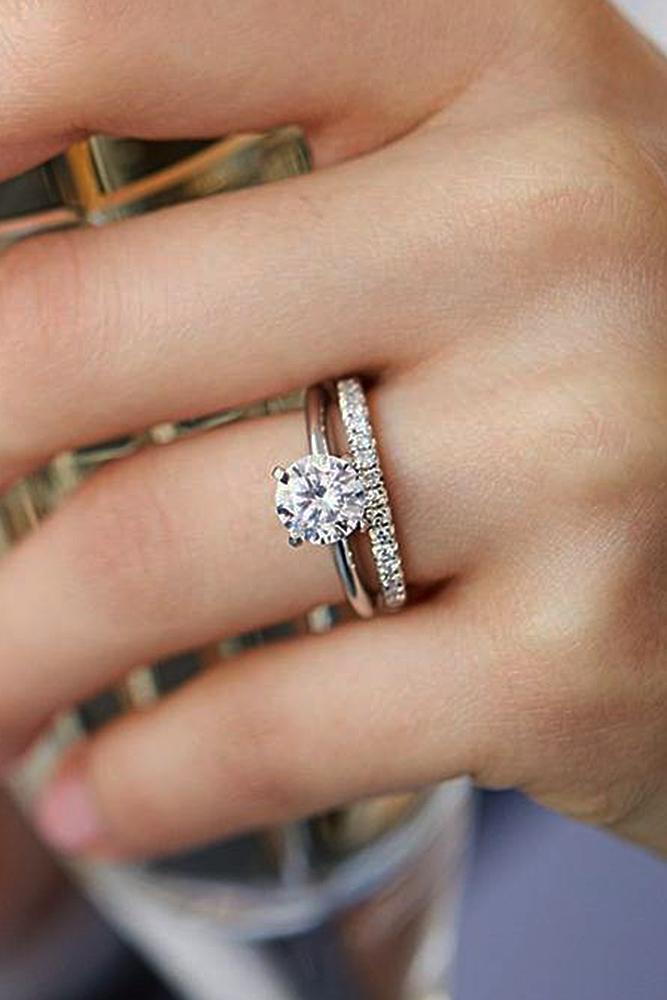 bridal sets white gold with round diamond classic