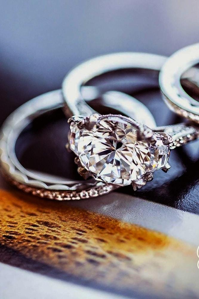 diamond wedding rings white gold round cut diamonds three stones pave band with diamonds classic