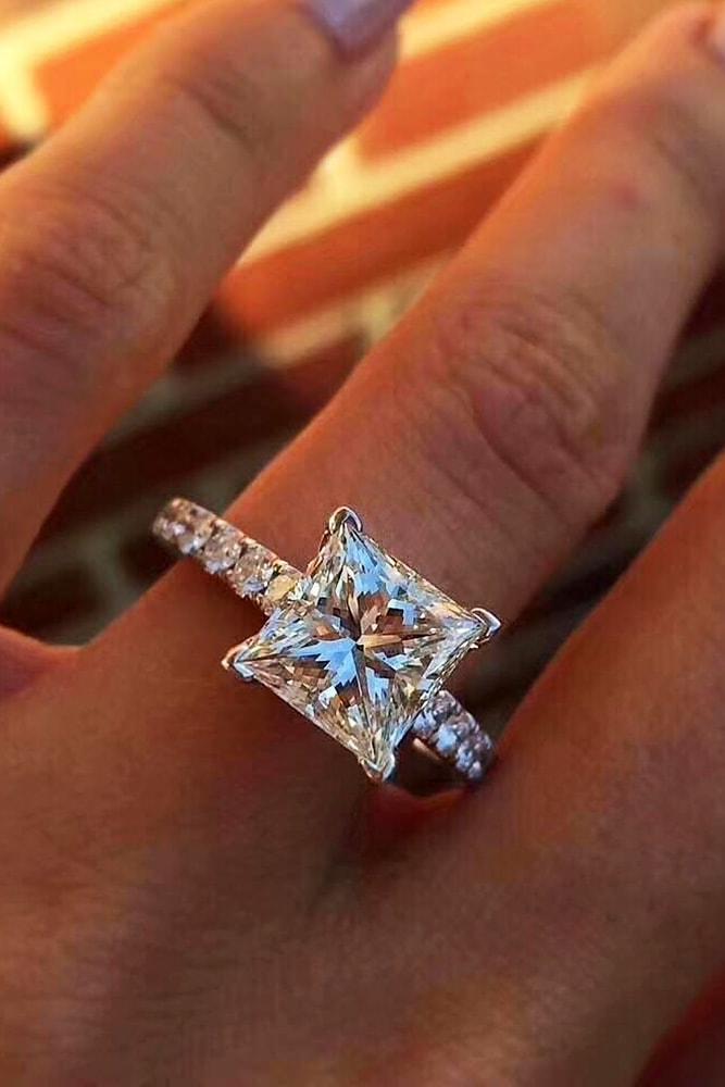 morganite engagement rings white gold princess cut morganite solitaire pave band classic brilliant