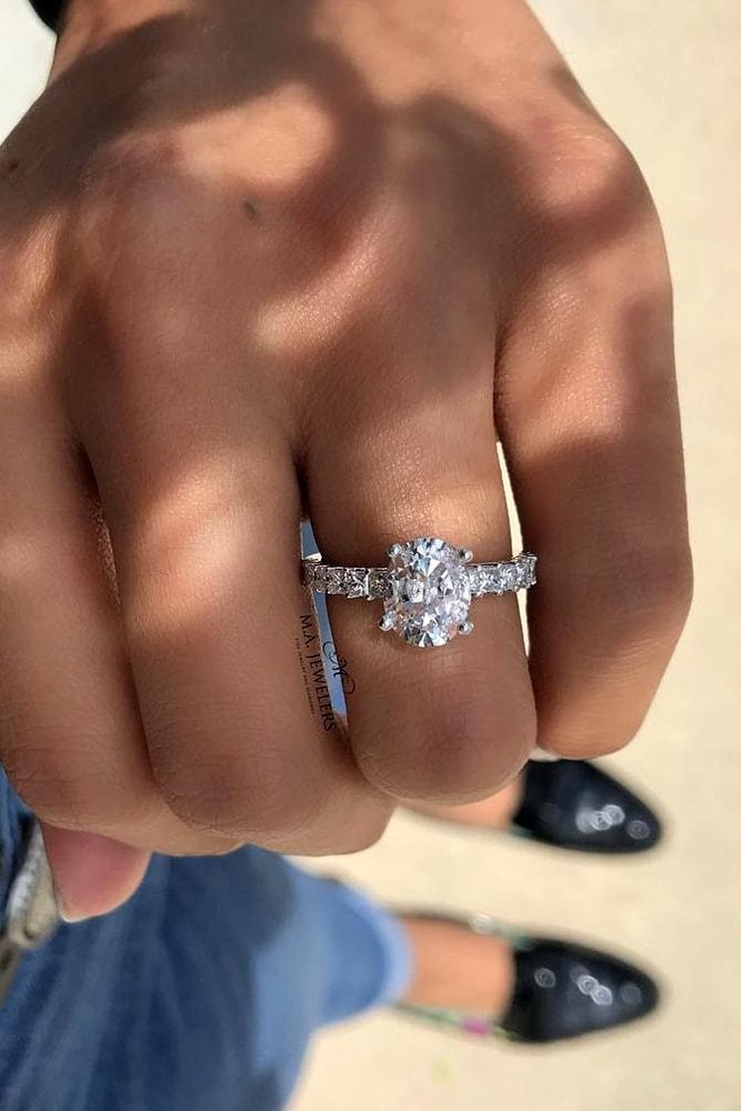 oval engagement rings white gold oval cut diamond solitaire diamond pave band brilliant