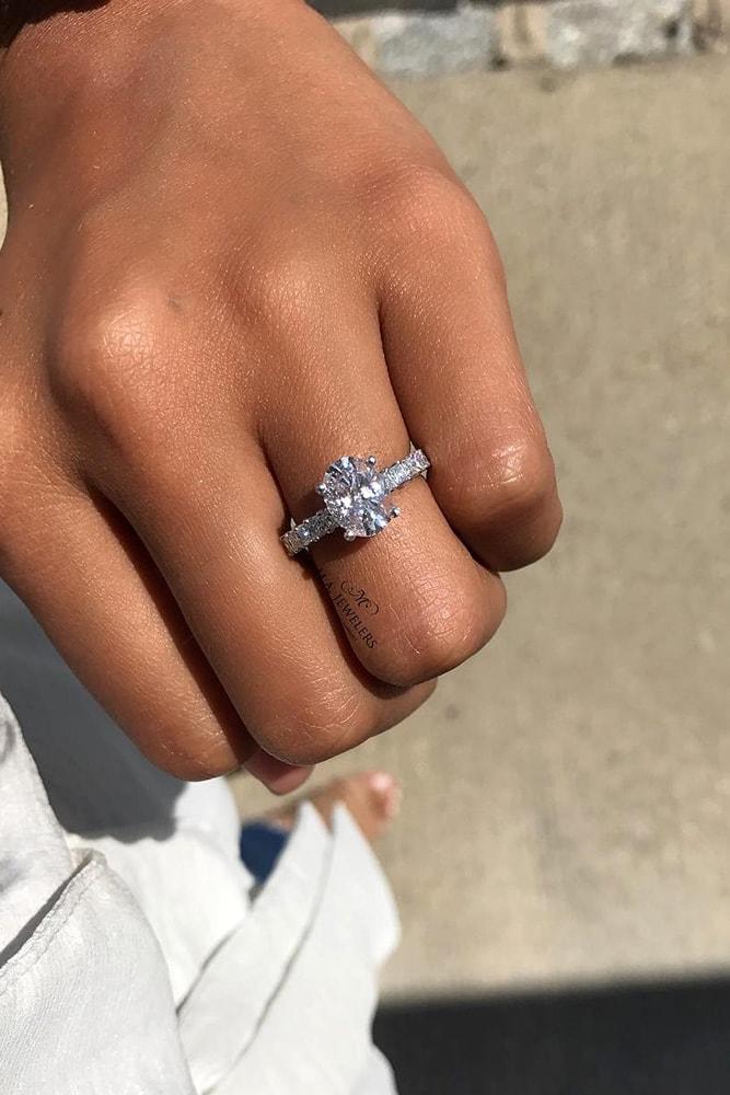 oval engagement rings white gold oval cut diamond solitaire diamond pave band classic
