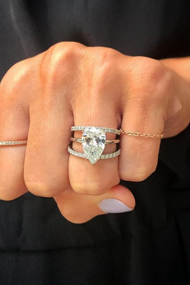 wedding ring sets white gold pear cut diamond solitaire classic eternity pave band