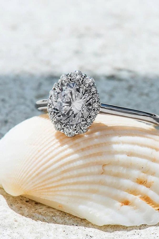 white gold engagement rings oval cut diamond halo classic pave band simple
