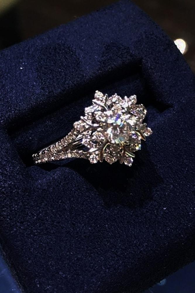 zales engagement rings white gold round cut diamond floral elements split shank sparkling