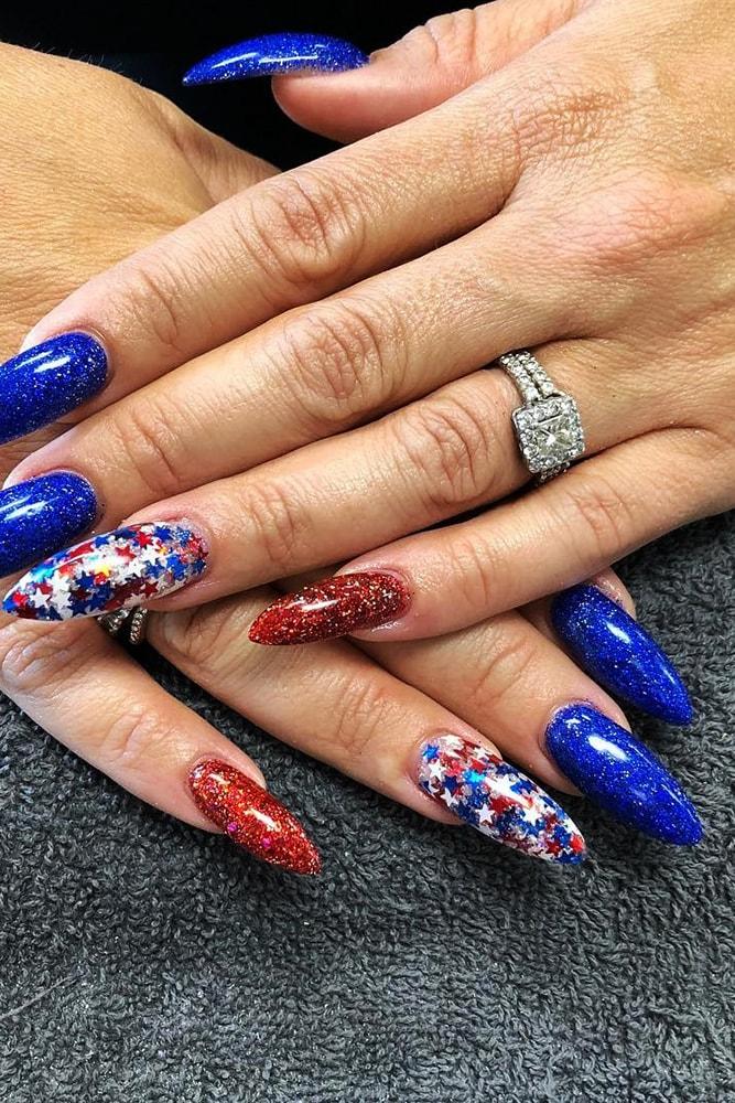4 july proposal decoration nail design like usa flag engagement ring white gold prinsess cut diamond